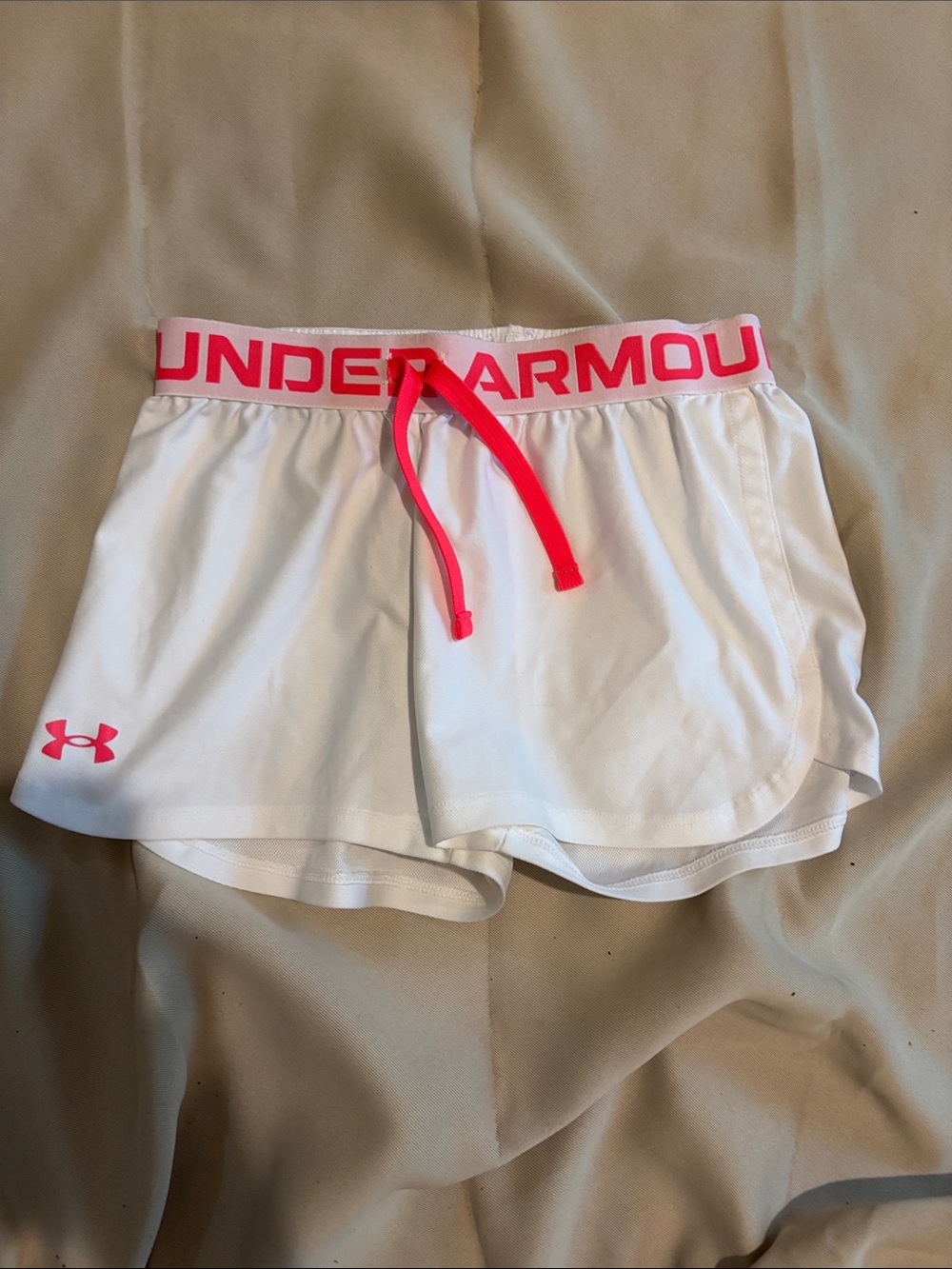 Under Armour White Women's Athletic Shorts with Pink Accents